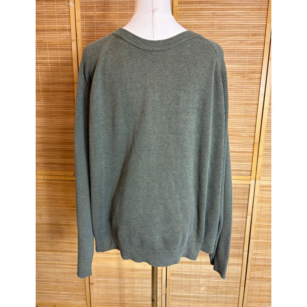 Geoffrey Beene Men's Green Cotton Knit Crewneck Pullover Grandpa Sweater XL